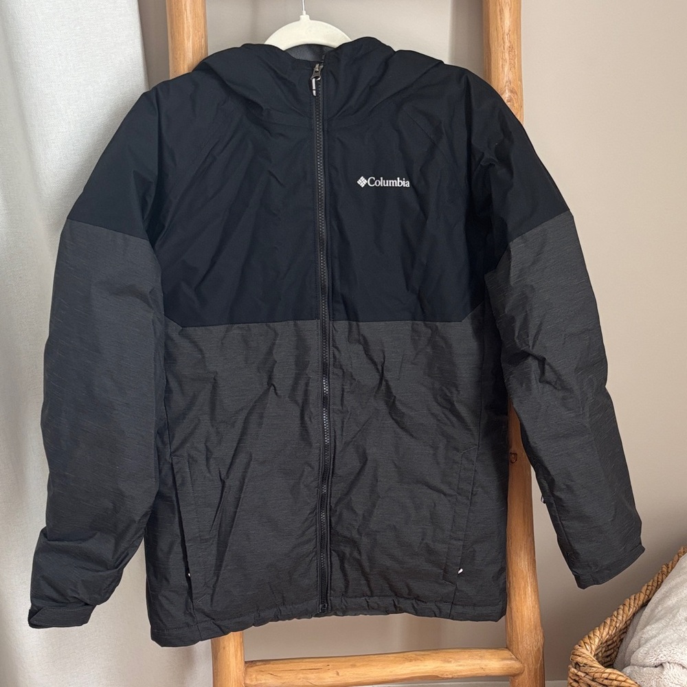 Columbia Boys Alpine Black and Charcoal Hooded Coat